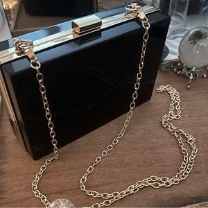 Acrylic Black Crossbody Bag with Gold Chain